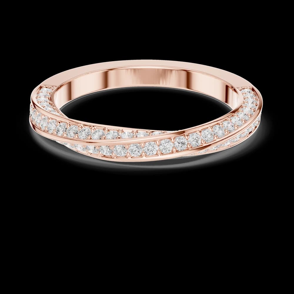 Twisted Micro-Pavé Diamond Gold Ring - Image 1 Twisted Micro-Pavé Diamond Gold Ring, view 1 of 6