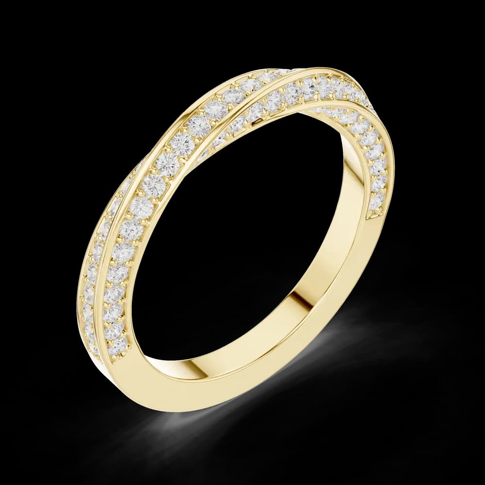 Twisted Micro-Pavé Diamond Gold Ring - Image 5 Twisted Micro-Pavé Diamond Gold Ring, view 5 of 6