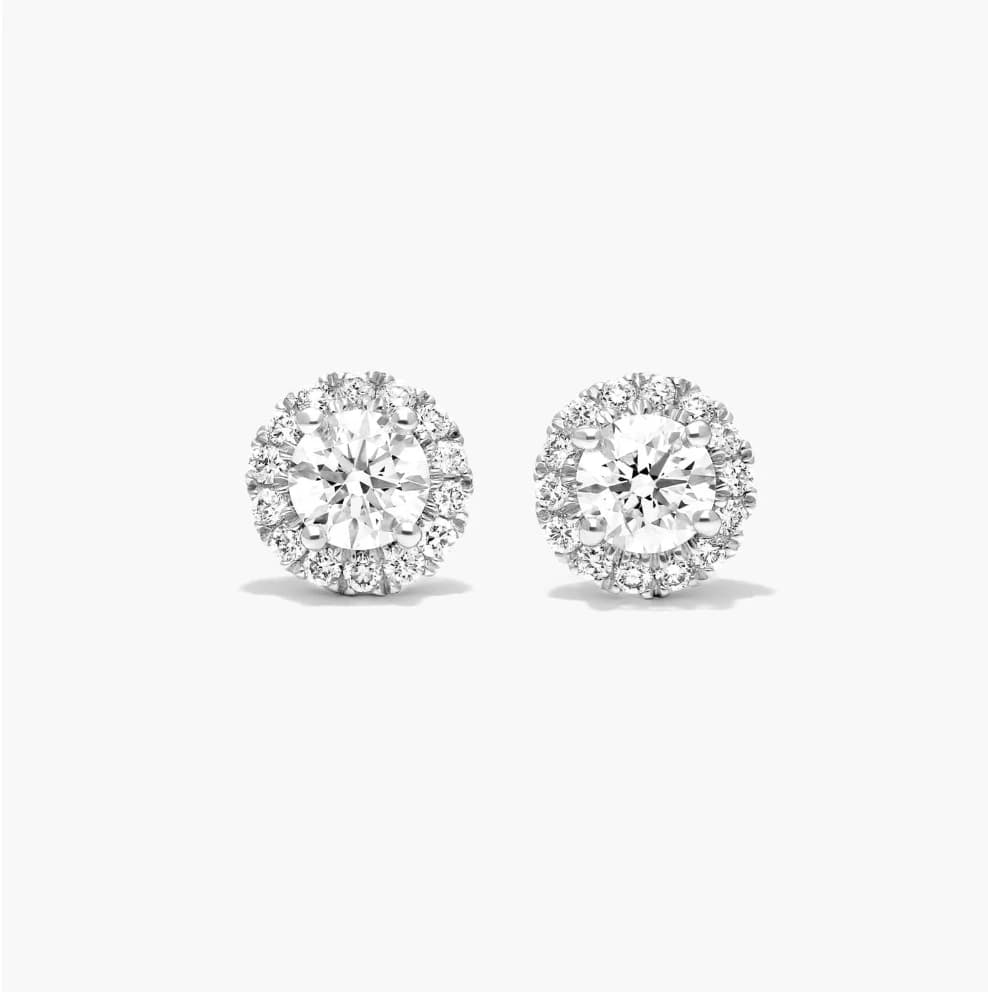 Classic Halo Round Lab Grown Diamond Studs - Image 1 Classic Halo Round Lab Grown Diamond Studs, view 1 of 3