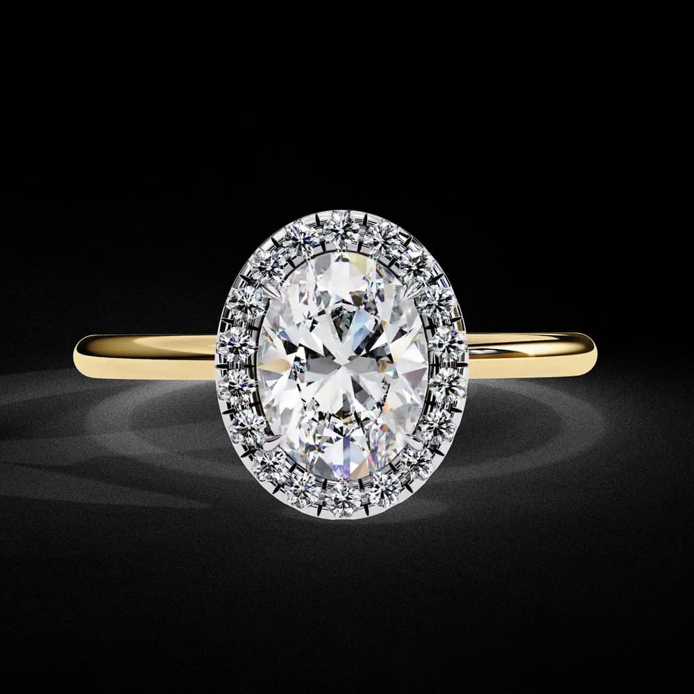 Classic Oval Cut Lab Grown Diamond Halo Engagement Ring - Image 1 Classic Oval Cut Lab Grown Diamond Halo Engagement Ring, view 1 of 12
