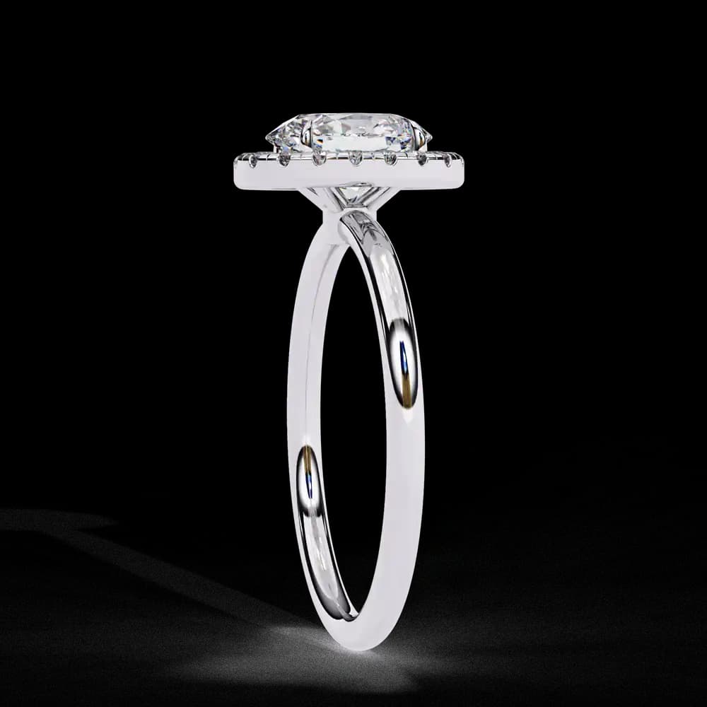 Classic Oval Cut Lab Grown Diamond Halo Engagement Ring - Image 11 Classic Oval Cut Lab Grown Diamond Halo Engagement Ring, view 11 of 12