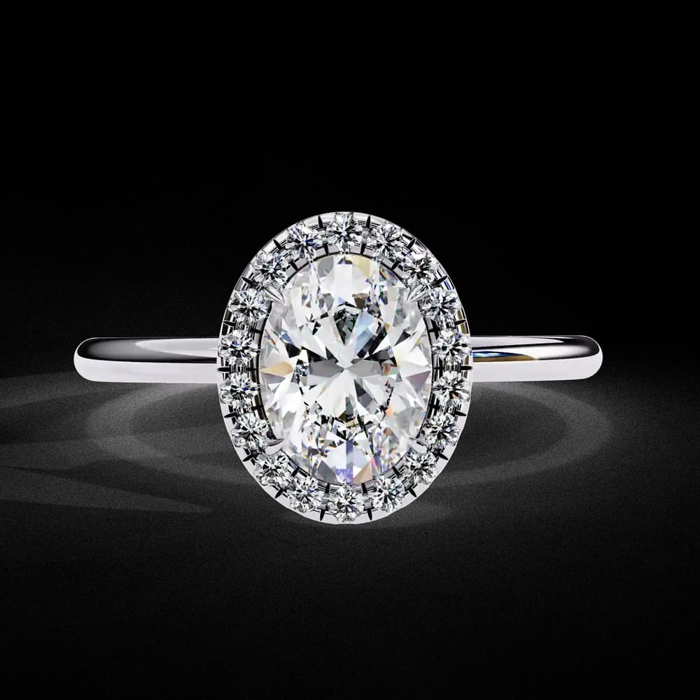 Classic Oval Cut Lab Grown Diamond Halo Engagement Ring - Image 6 Classic Oval Cut Lab Grown Diamond Halo Engagement Ring, view 6 of 12