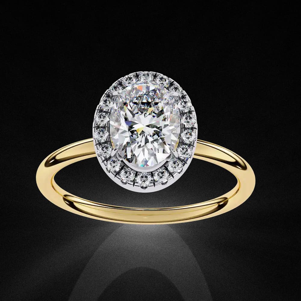 Classic Oval Cut Lab Grown Diamond Halo Engagement Ring - Image 8 Classic Oval Cut Lab Grown Diamond Halo Engagement Ring, view 8 of 12