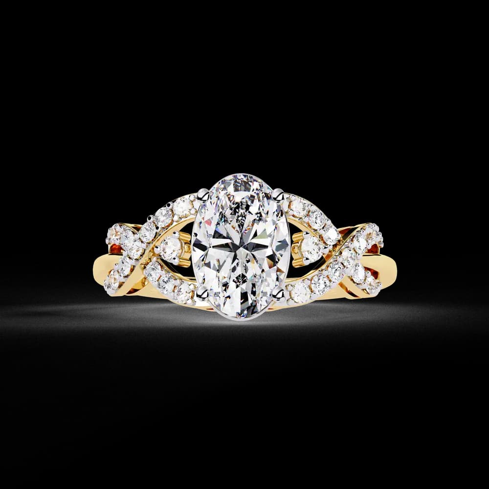 Classic Oval Lab Grown Diamond Engagement Ring with Twisted Shank - Image 3 Classic Oval Lab Grown Diamond Engagement Ring with Twisted Shank, view 3 of 12