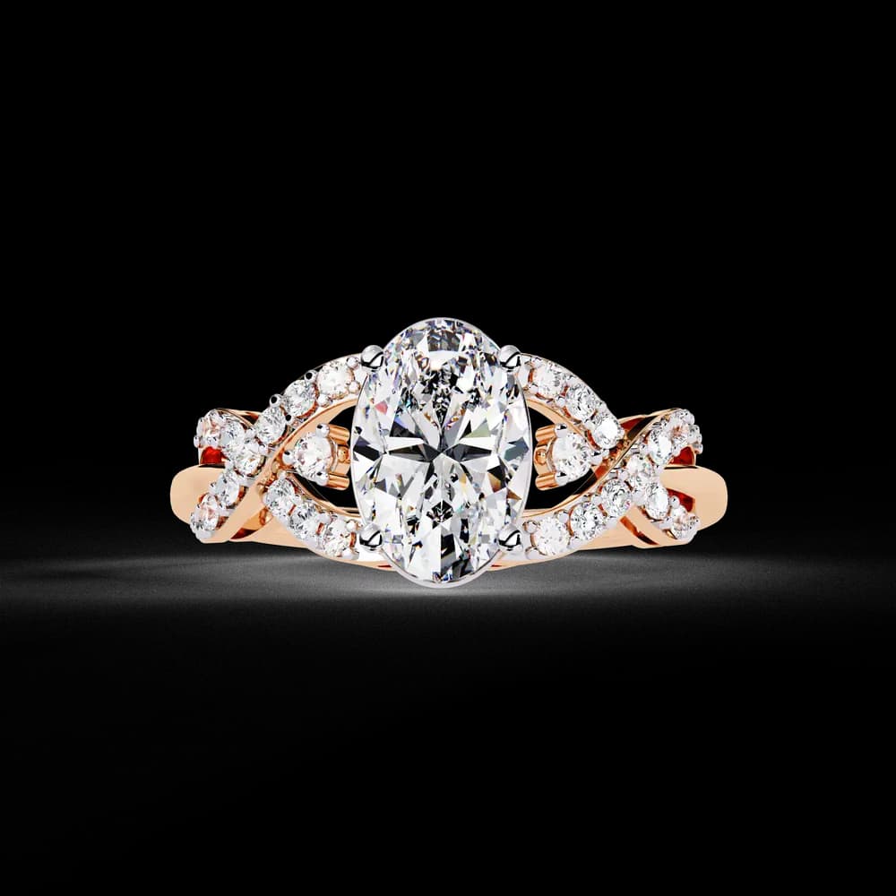 Classic Oval Lab Grown Diamond Engagement Ring with Twisted Shank - Image 7 Classic Oval Lab Grown Diamond Engagement Ring with Twisted Shank, view 7 of 12