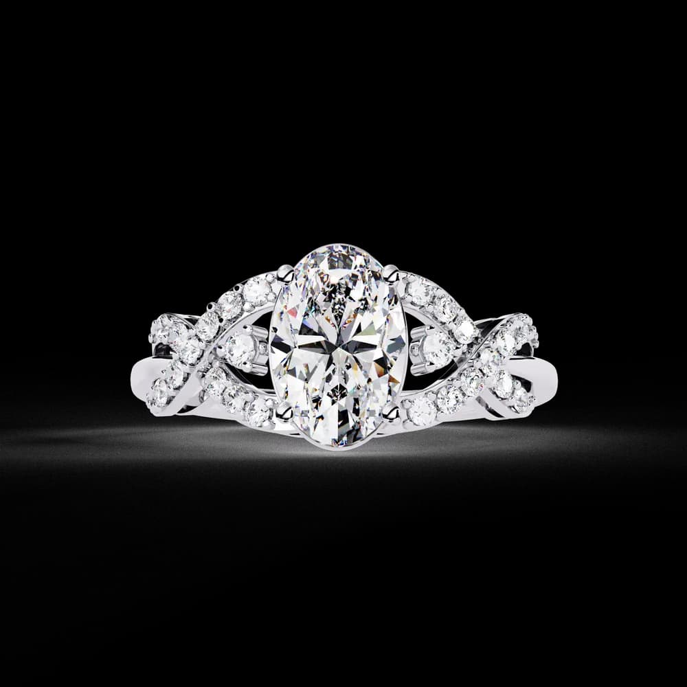 Classic Oval Lab Grown Diamond Engagement Ring with Twisted Shank - Image 8 Classic Oval Lab Grown Diamond Engagement Ring with Twisted Shank, view 8 of 12