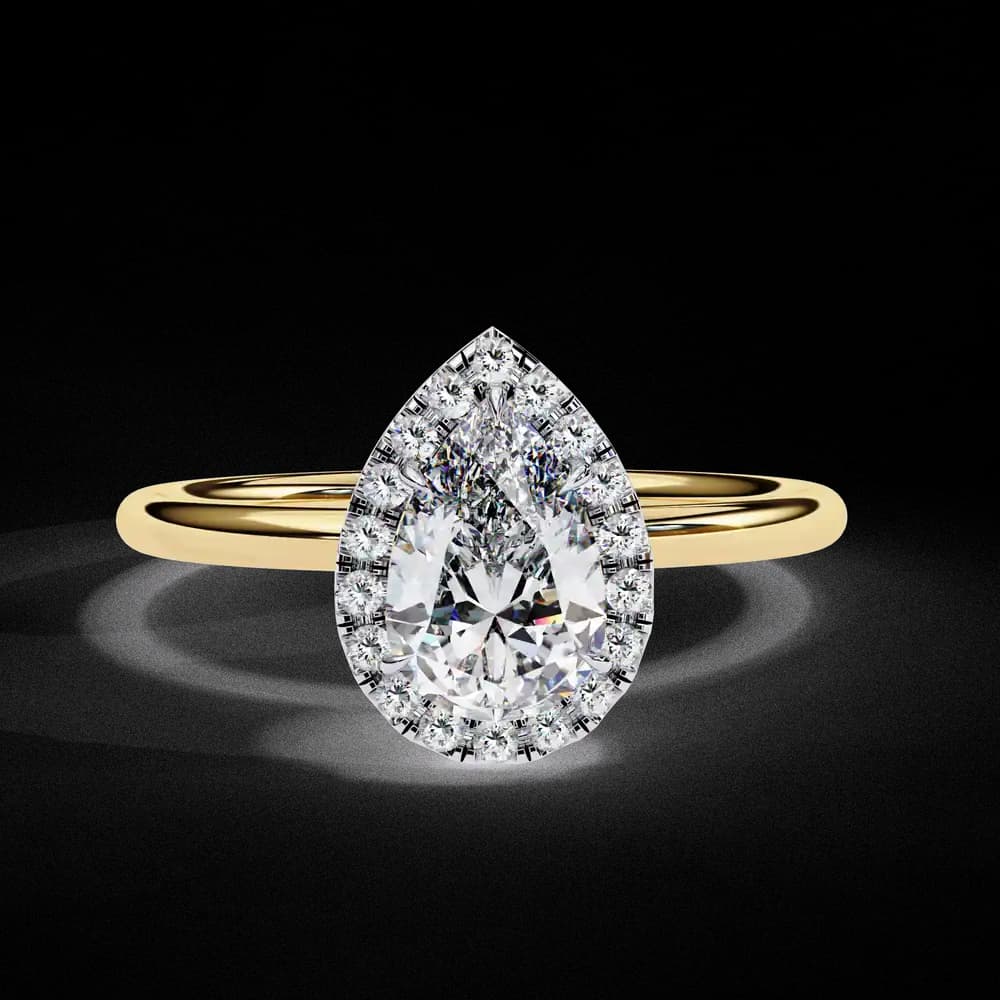 Classic Pear Cut Lab Grown Diamond Halo Ring - Image 1 Classic Pear Cut Lab Grown Diamond Halo Ring, view 1 of 12