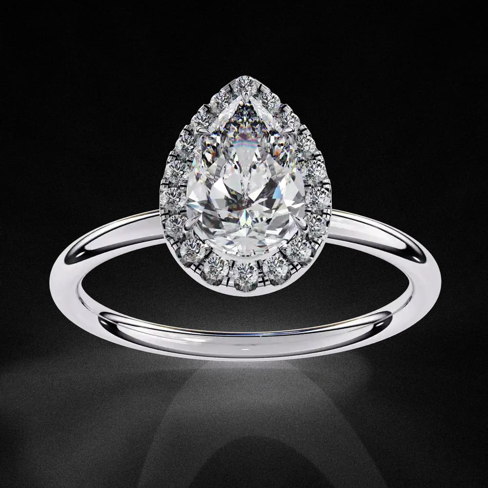 Classic Pear Cut Lab Grown Diamond Halo Ring - Image 12 Classic Pear Cut Lab Grown Diamond Halo Ring, view 12 of 12