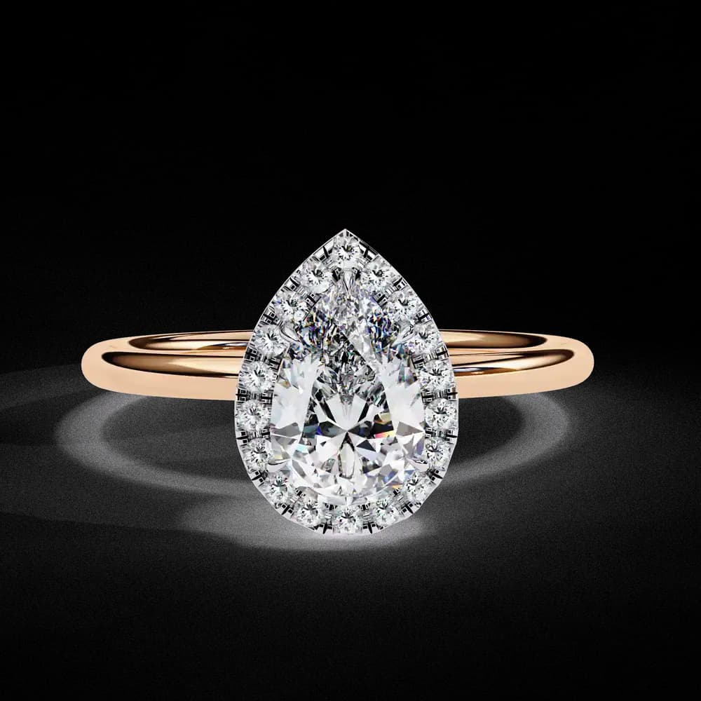 Classic Pear Cut Lab Grown Diamond Halo Ring - Image 8 Classic Pear Cut Lab Grown Diamond Halo Ring, view 8 of 12