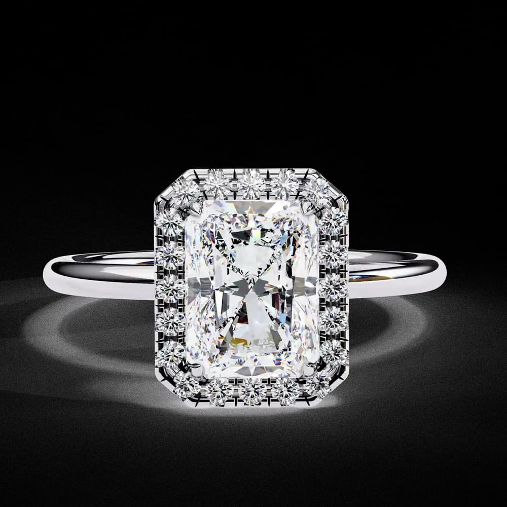 Classic Radiant Cut Lab Grown Diamond Halo Engagement Ring - Image 11 Classic Radiant Cut Lab Grown Diamond Halo Engagement Ring, view 11 of 12