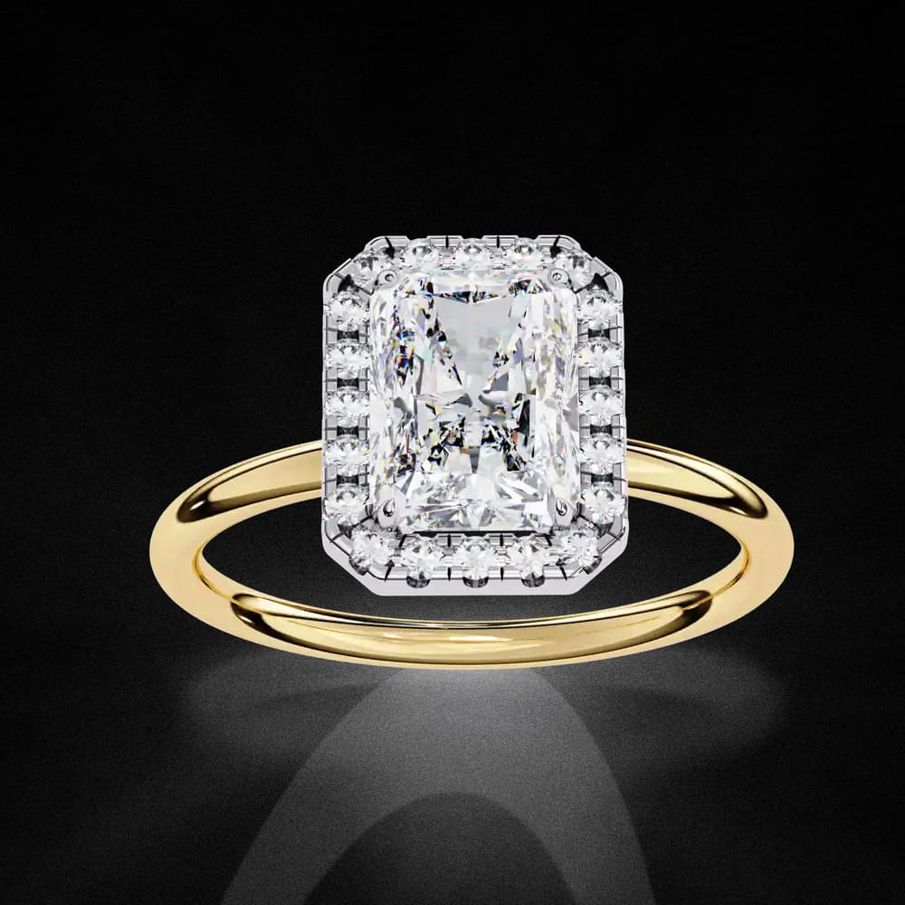 Classic Radiant Cut Lab Grown Diamond Halo Engagement Ring - Image 2 Classic Radiant Cut Lab Grown Diamond Halo Engagement Ring, view 2 of 12