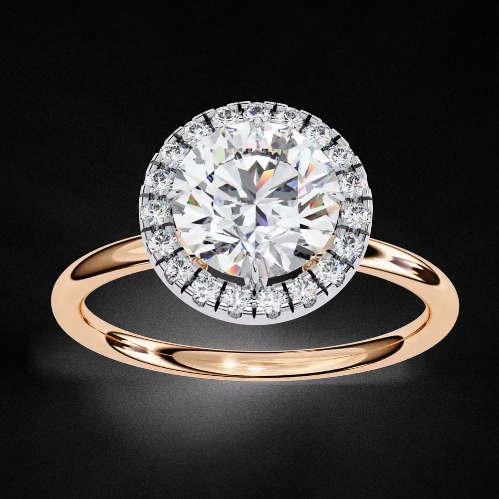 Classic Round Cut Lab Grown Diamond Halo Engagement Ring - Image 11 Classic Round Cut Lab Grown Diamond Halo Engagement Ring, view 11 of 12