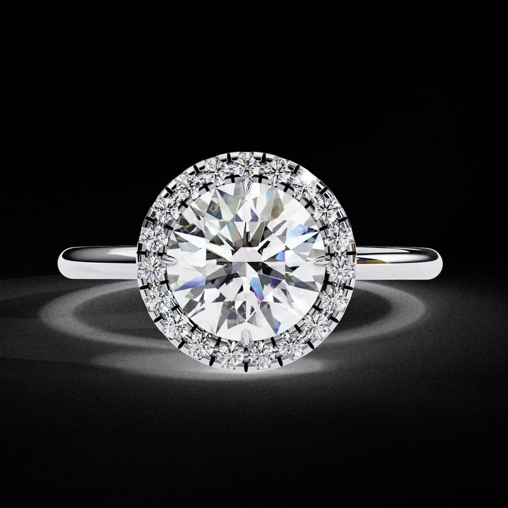 Classic Round Cut Lab Grown Diamond Halo Engagement Ring - Image 4 Classic Round Cut Lab Grown Diamond Halo Engagement Ring, view 4 of 12