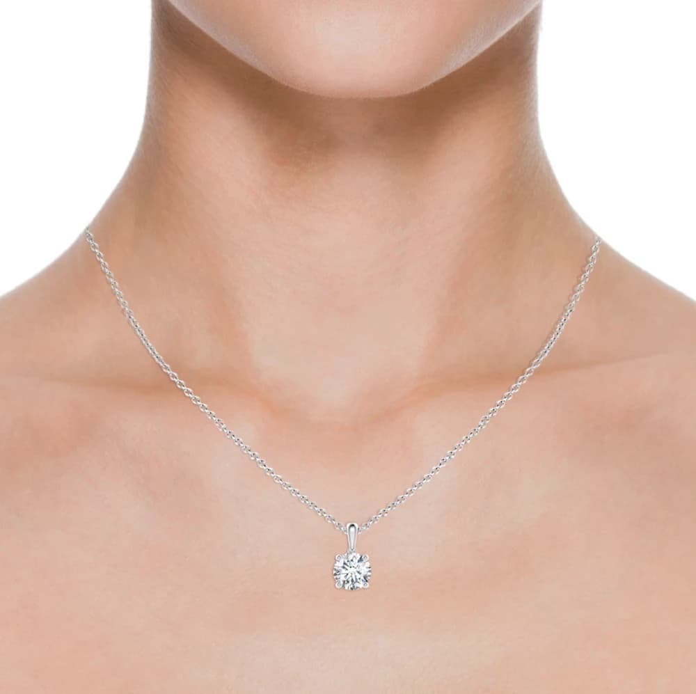 Classic Round Lab Grown Diamond Solitaire Pendant with Chain - Image 4 Classic Round Lab Grown Diamond Solitaire Pendant with Chain, view 4 of 4