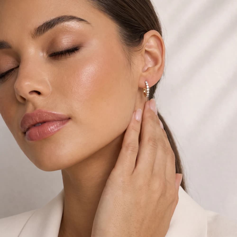Classic Round Prong Set Essential Earring - Image 2 Classic Round Prong Set Essential Earring, view 2 of 5