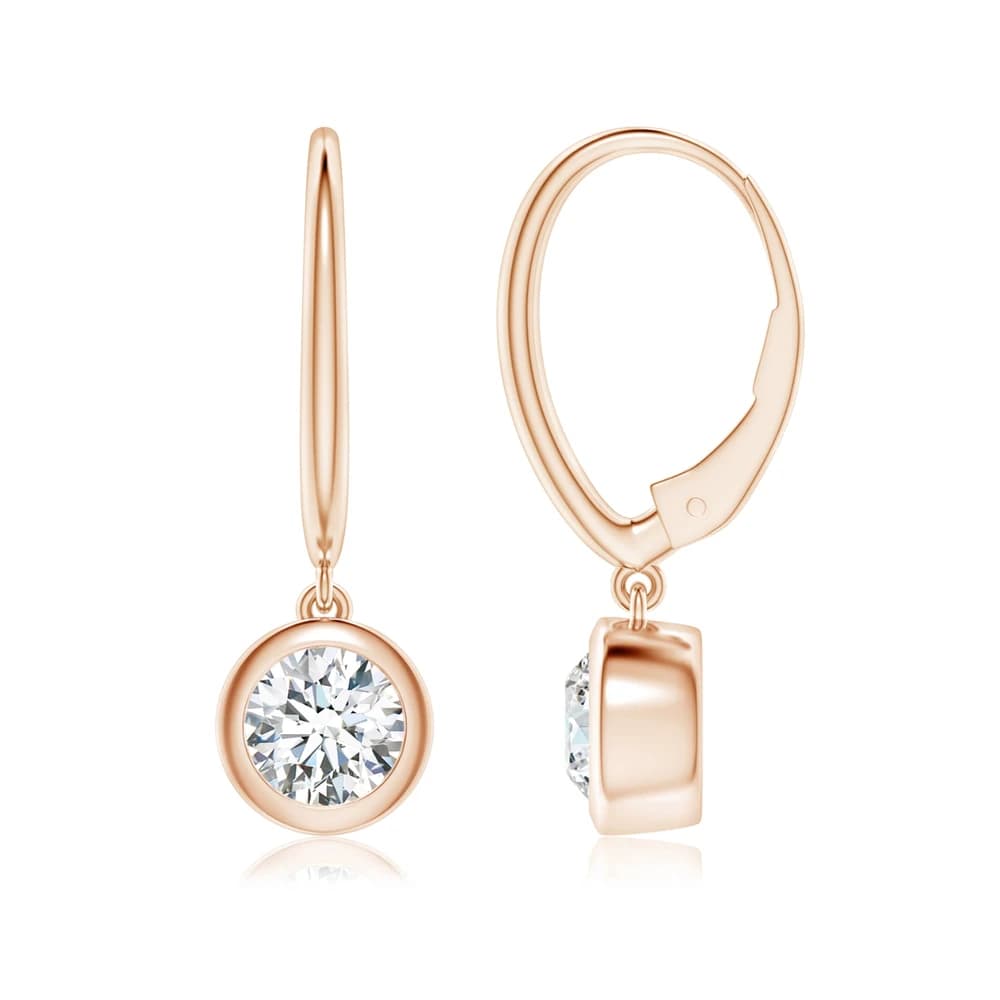 Classic Round with Bezel Drop Earrings - Image 1 Classic Round with Bezel Drop Earrings, view 1 of 4