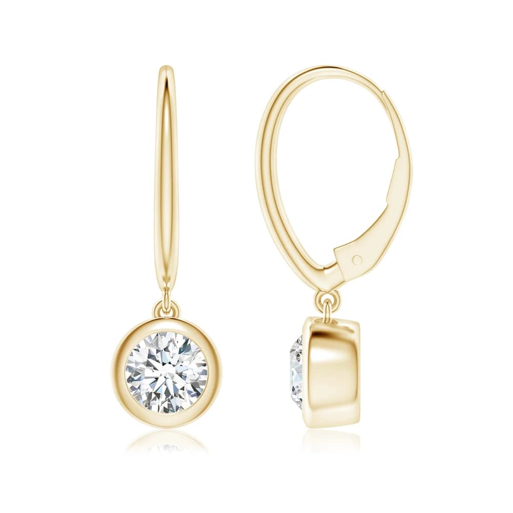 Classic Round with Bezel Drop Earrings - Image 4 Classic Round with Bezel Drop Earrings, view 4 of 4