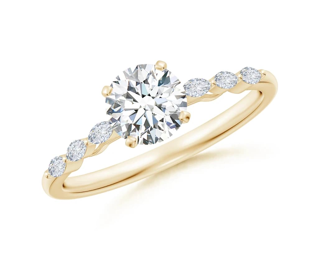 Classic Round Lab Grown Diamond Marquise Accent Ring - Image 1 Classic Round Lab Grown Diamond Marquise Accent Ring, view 1 of 5