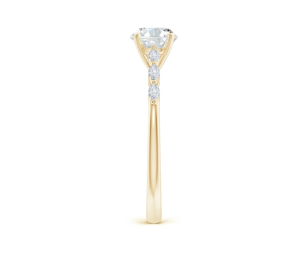 Classic Round Lab Grown Diamond Marquise Accent Ring - Image 2 Classic Round Lab Grown Diamond Marquise Accent Ring, view 2 of 5