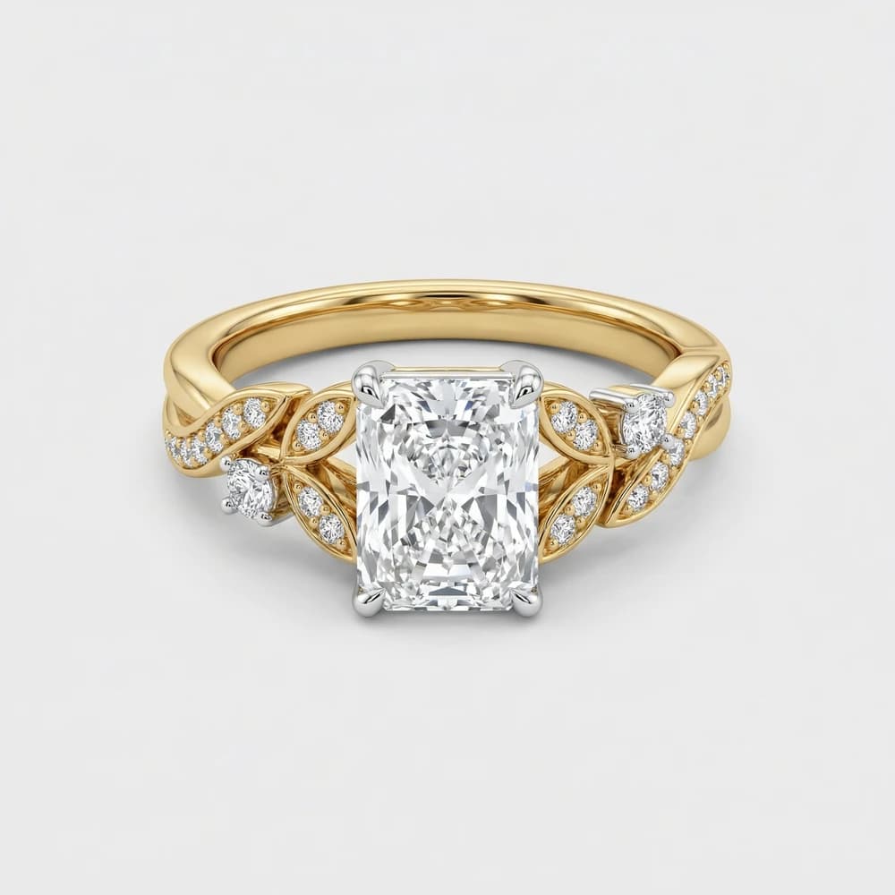 Vintage Leaf Accent Lab Grown Diamond Ring - Image 1 Vintage Leaf Accent Lab Grown Diamond Ring, view 1 of 1