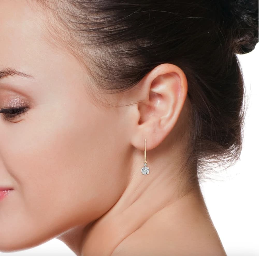 Classic Solitaire Lab Grown Diamond Drop Earrings - Image 2 Classic Solitaire Lab Grown Diamond Drop Earrings, view 2 of 4