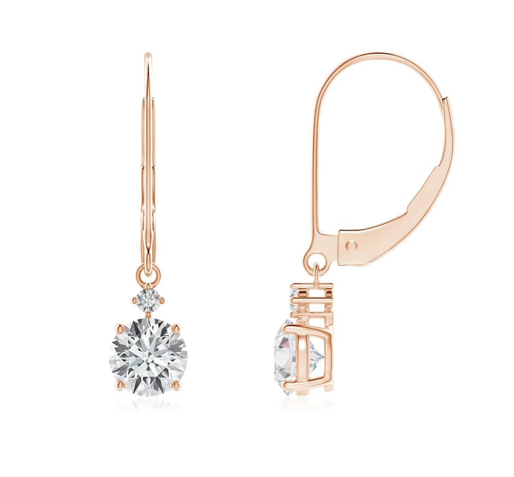 Classic Solitaire Lab Grown Diamond Drop Earrings - Image 3 Classic Solitaire Lab Grown Diamond Drop Earrings, view 3 of 4