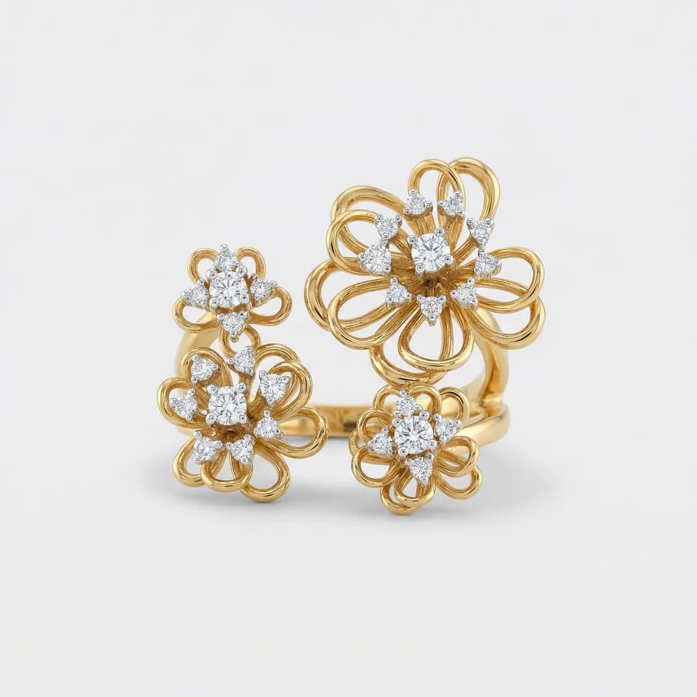 Abstract Floral Openwork Lab Grown Diamond Ring - Image 1 Abstract Floral Openwork Lab Grown Diamond Ring, view 1 of 2