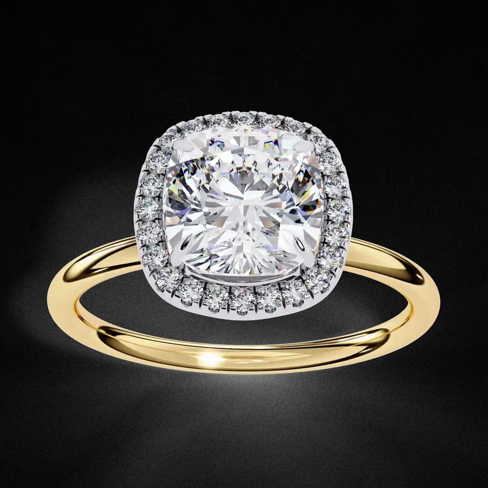 Classic Square Cushion Cut Lab Grown Diamond Halo Engagement Ring - Image 1 Classic Square Cushion Cut Lab Grown Diamond Halo Engagement Ring, view 1 of 12