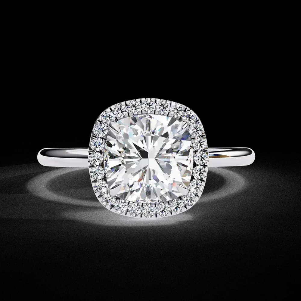Classic Square Cushion Cut Lab Grown Diamond Halo Engagement Ring - Image 10 Classic Square Cushion Cut Lab Grown Diamond Halo Engagement Ring, view 10 of 12