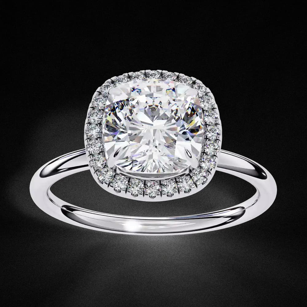 Classic Square Cushion Cut Lab Grown Diamond Halo Engagement Ring - Image 2 Classic Square Cushion Cut Lab Grown Diamond Halo Engagement Ring, view 2 of 12