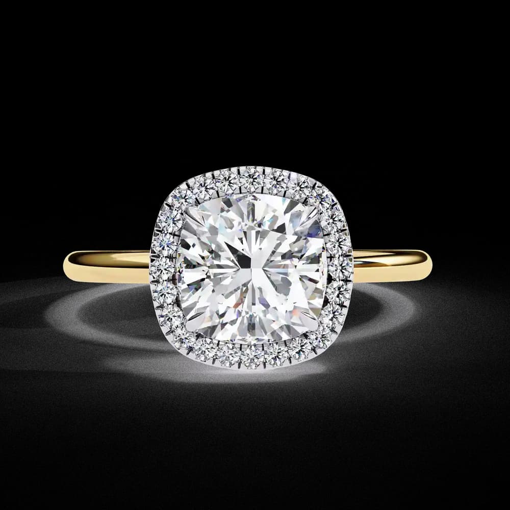 Classic Square Cushion Cut Lab Grown Diamond Halo Engagement Ring - Image 4 Classic Square Cushion Cut Lab Grown Diamond Halo Engagement Ring, view 4 of 12
