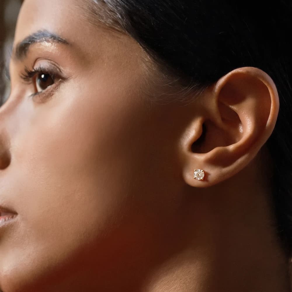 Classic Round Lab Grown Diamond Earrings - Image 1 Classic Round Lab Grown Diamond Earrings, view 1 of 3