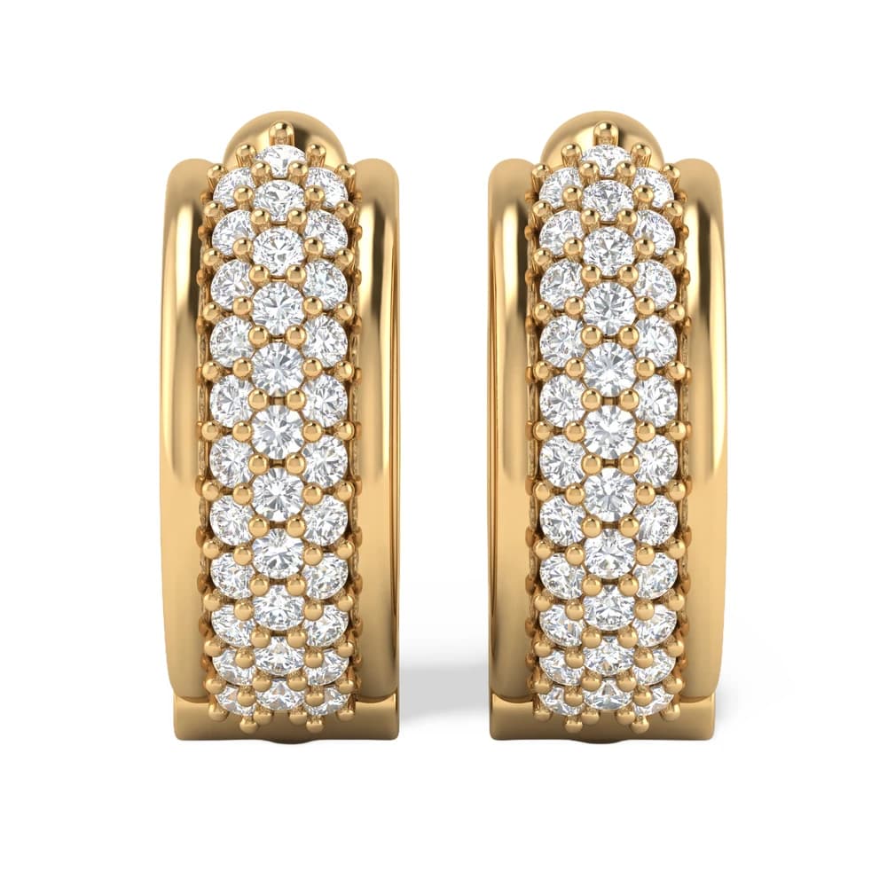 Classic Triple Row Pave Hoop Earring - Image 1 Classic Triple Row Pave Hoop Earring, view 1 of 5