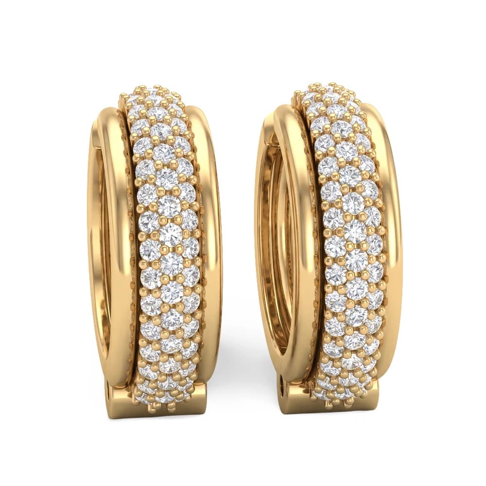 Classic Triple Row Pave Hoop Earring - Image 4 Classic Triple Row Pave Hoop Earring, view 4 of 5
