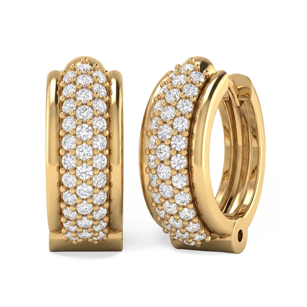 Classic Triple Row Pave Hoop Earring - Image 5 Classic Triple Row Pave Hoop Earring, view 5 of 5