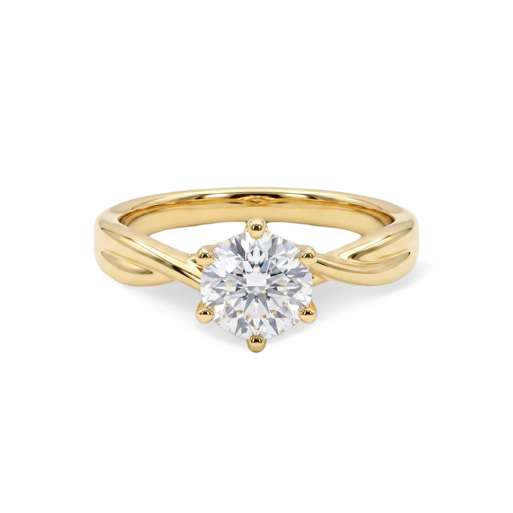 Classic Twisted Solitaire Round Lab Grown Diamond Ring - Image 1 Classic Twisted Solitaire Round Lab Grown Diamond Ring, view 1 of 5