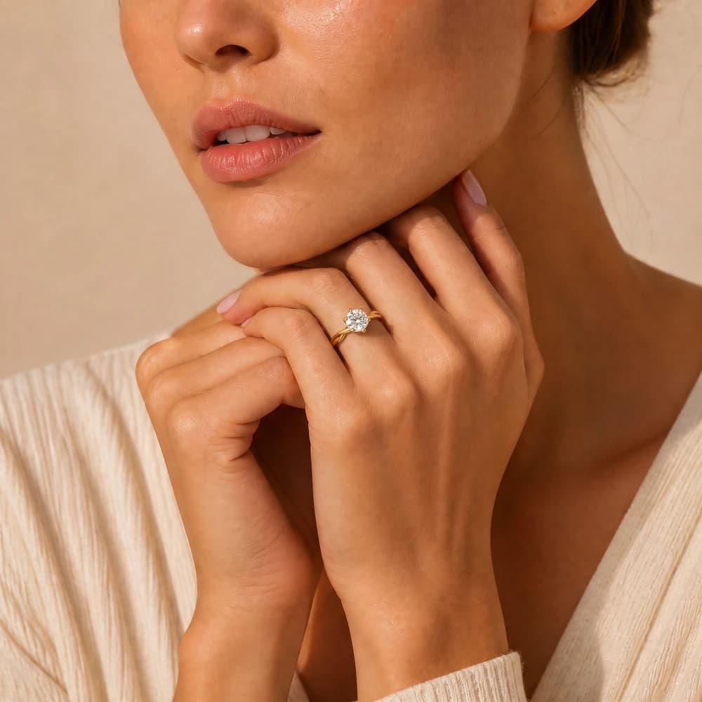 Classic Twisted Solitaire Round Lab Grown Diamond Ring - Image 2 Classic Twisted Solitaire Round Lab Grown Diamond Ring, view 2 of 5