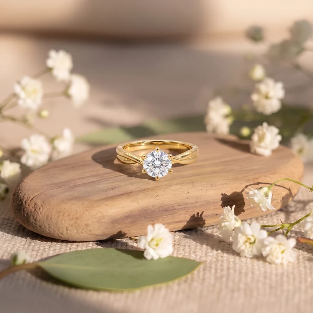 Classic Twisted Solitaire Round Lab Grown Diamond Ring - Image 3 Classic Twisted Solitaire Round Lab Grown Diamond Ring, view 3 of 5