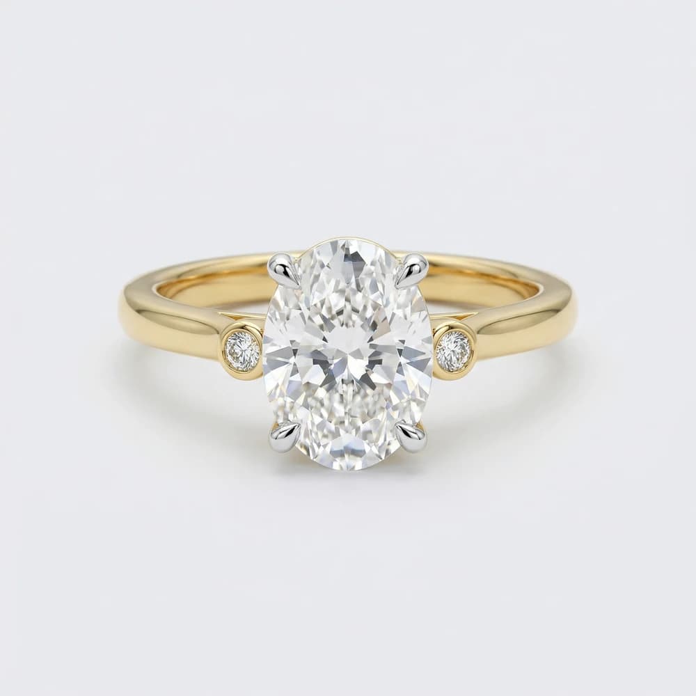 Oval Bezel Accent Lab Grown Diamond Ring - Image 1 Oval Bezel Accent Lab Grown Diamond Ring, view 1 of 1