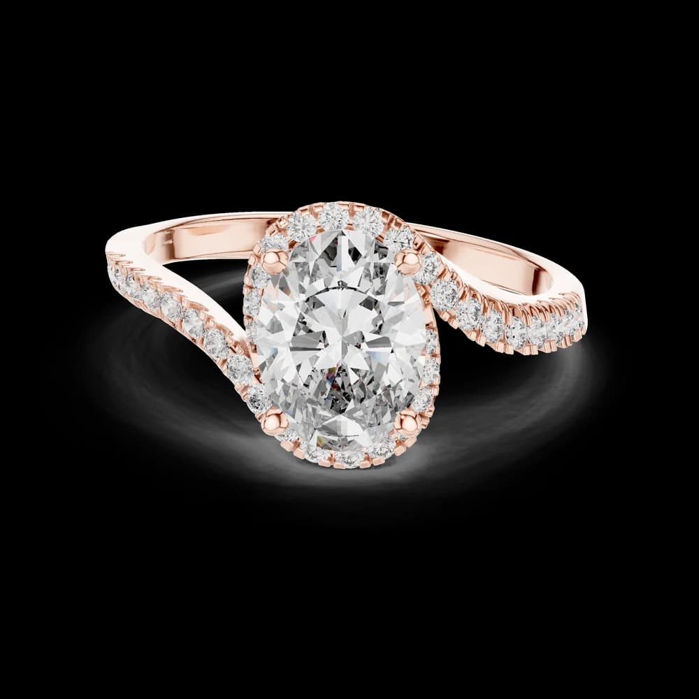 Oval Halo Swirl Lab Grown Diamond Ring - Image 1 Oval Halo Swirl Lab Grown Diamond Ring, view 1 of 6