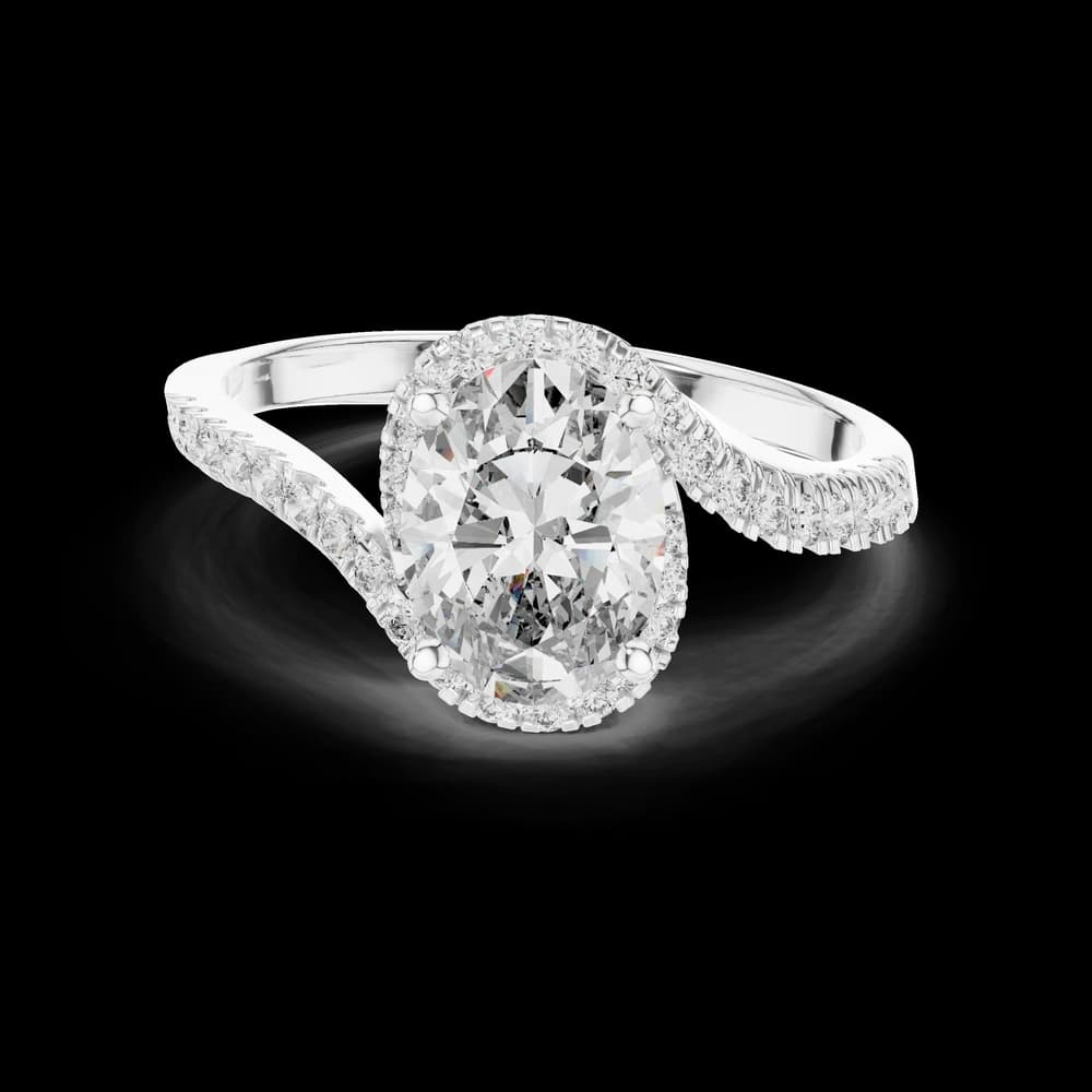 Oval Halo Swirl Lab Grown Diamond Ring - Image 2 Oval Halo Swirl Lab Grown Diamond Ring, view 2 of 6