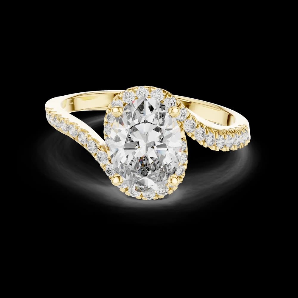 Oval Halo Swirl Lab Grown Diamond Ring - Image 3 Oval Halo Swirl Lab Grown Diamond Ring, view 3 of 6