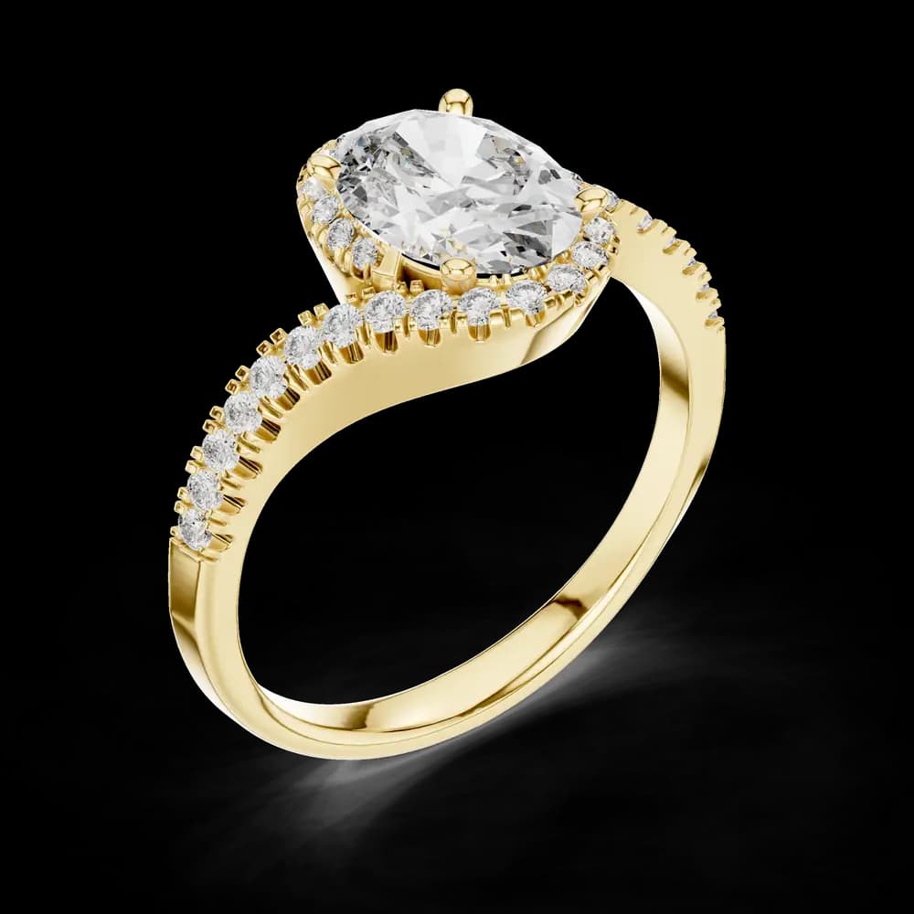 Oval Halo Swirl Lab Grown Diamond Ring - Image 5 Oval Halo Swirl Lab Grown Diamond Ring, view 5 of 6