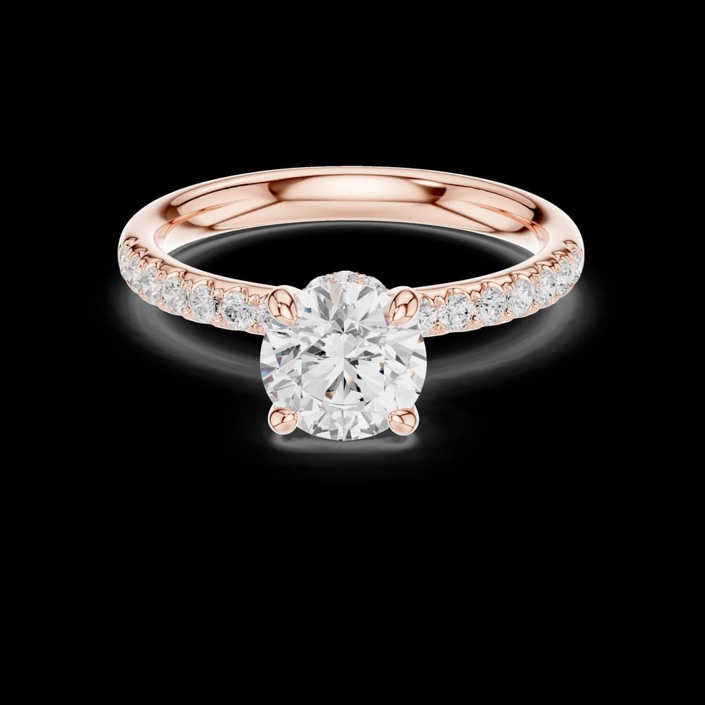 Round Hidden Halo Pavé Lab Grown Diamond Ring - Image 1 Round Hidden Halo Pavé Lab Grown Diamond Ring, view 1 of 6