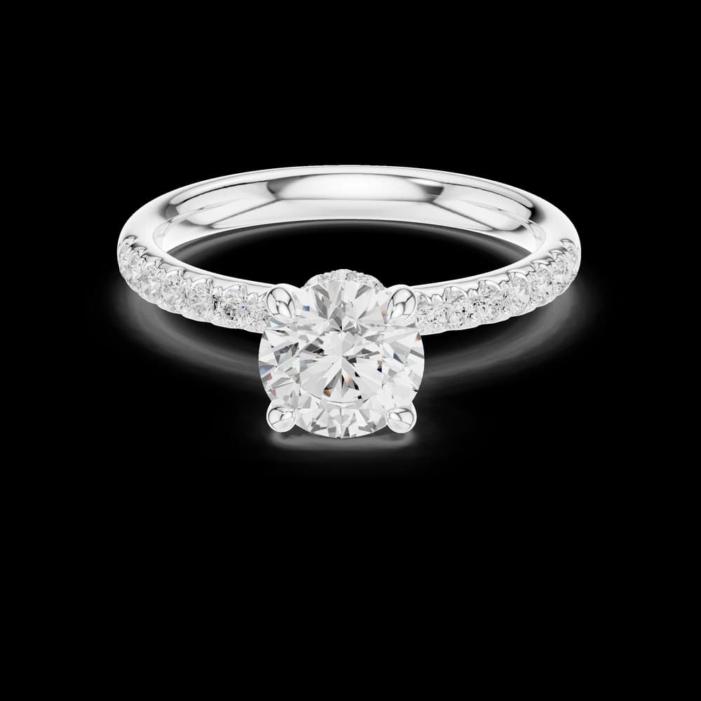 Round Hidden Halo Pavé Lab Grown Diamond Ring - Image 2 Round Hidden Halo Pavé Lab Grown Diamond Ring, view 2 of 6