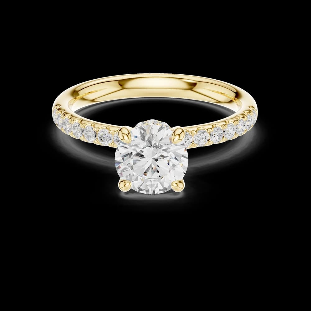 Round Hidden Halo Pavé Lab Grown Diamond Ring - Image 3 Round Hidden Halo Pavé Lab Grown Diamond Ring, view 3 of 6