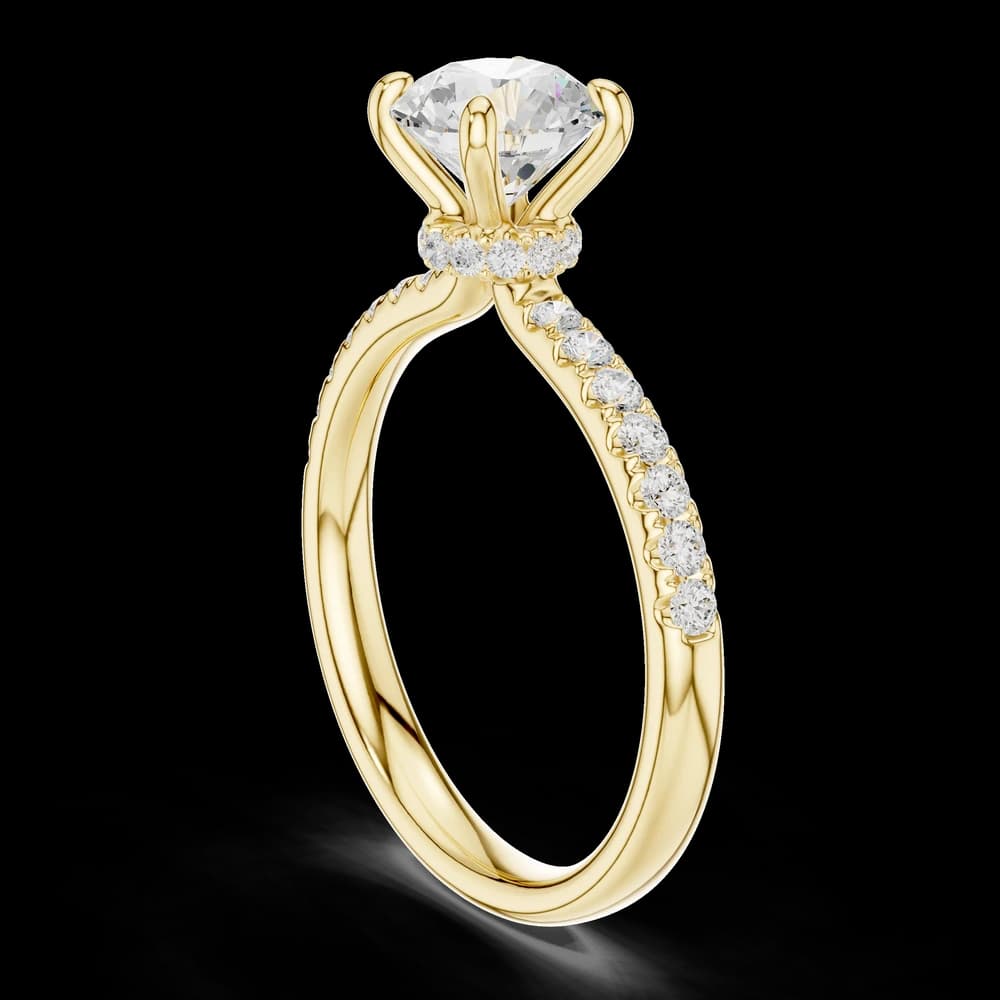 Round Hidden Halo Pavé Lab Grown Diamond Ring - Image 4 Round Hidden Halo Pavé Lab Grown Diamond Ring, view 4 of 6