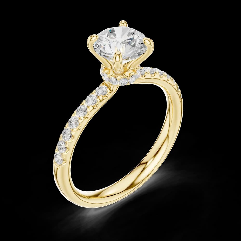 Round Hidden Halo Pavé Lab Grown Diamond Ring - Image 5 Round Hidden Halo Pavé Lab Grown Diamond Ring, view 5 of 6