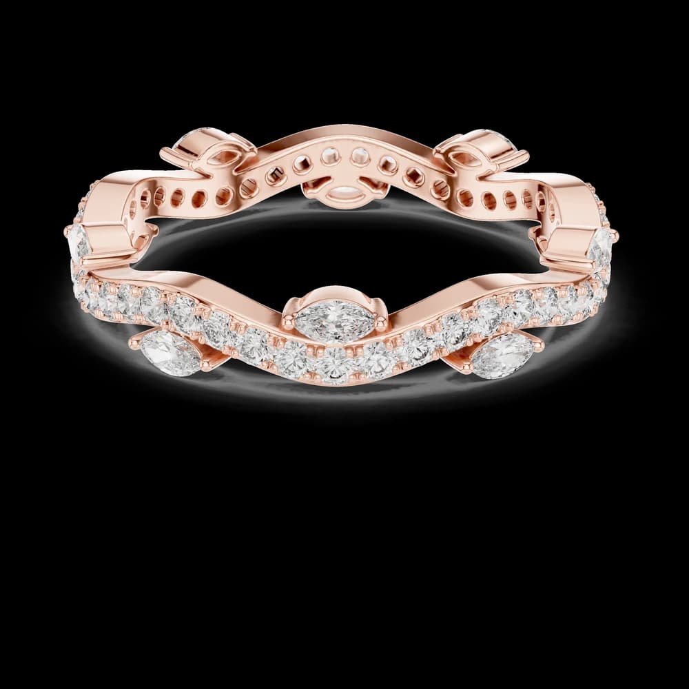 Wave Pattern Marquise & Round Diamond Ring - Image 1 Wave Pattern Marquise & Round Diamond Ring, view 1 of 6