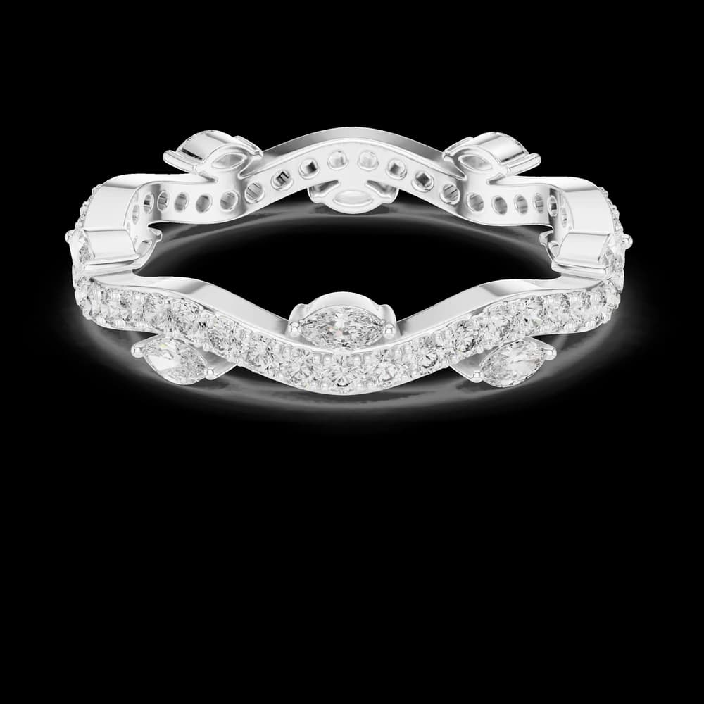 Wave Pattern Marquise & Round Diamond Ring - Image 2 Wave Pattern Marquise & Round Diamond Ring, view 2 of 6